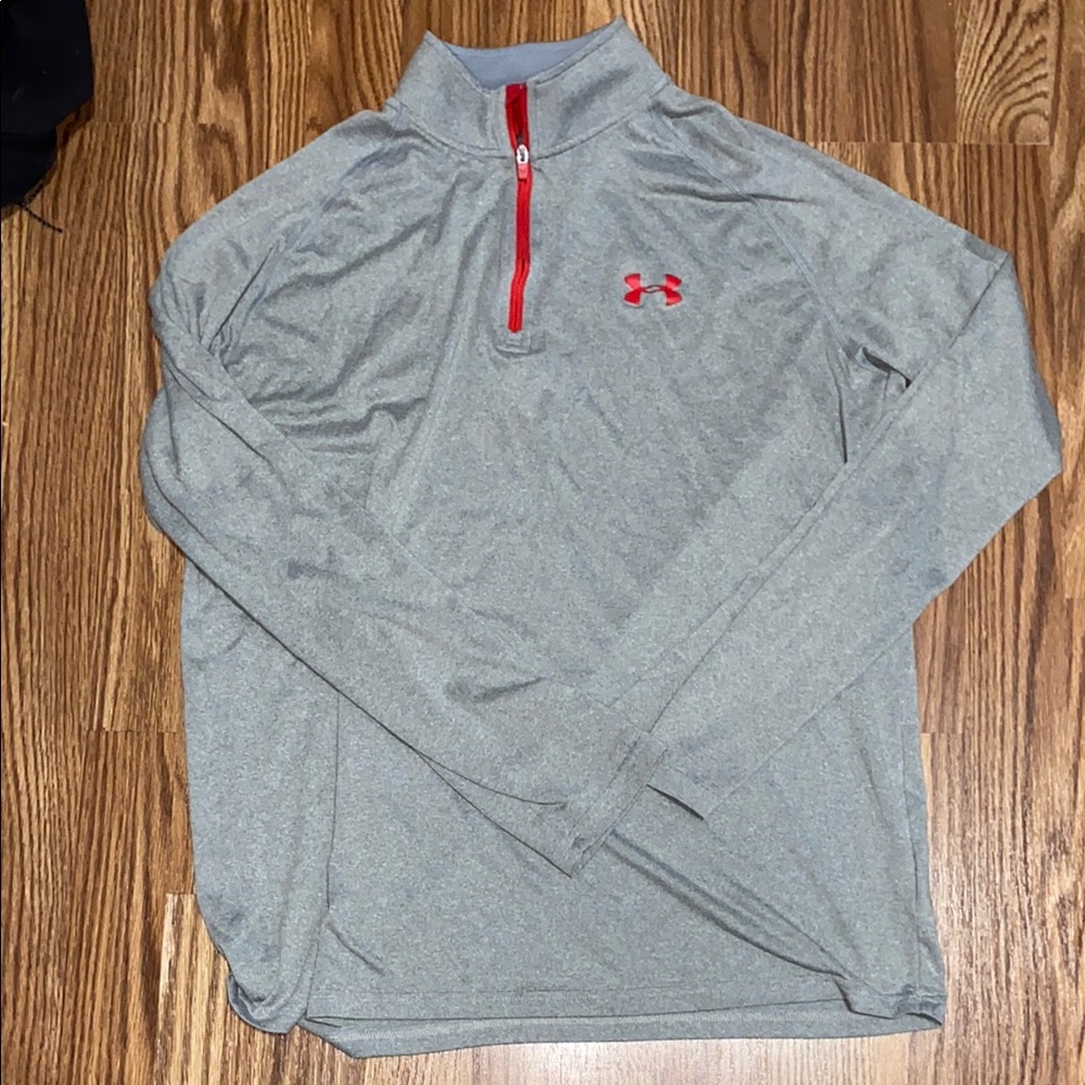 Under Armour Gray Pullover with Red Zip